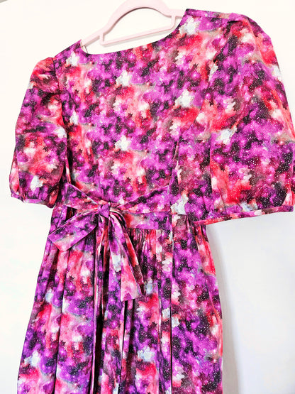 Pink and purple space print dress